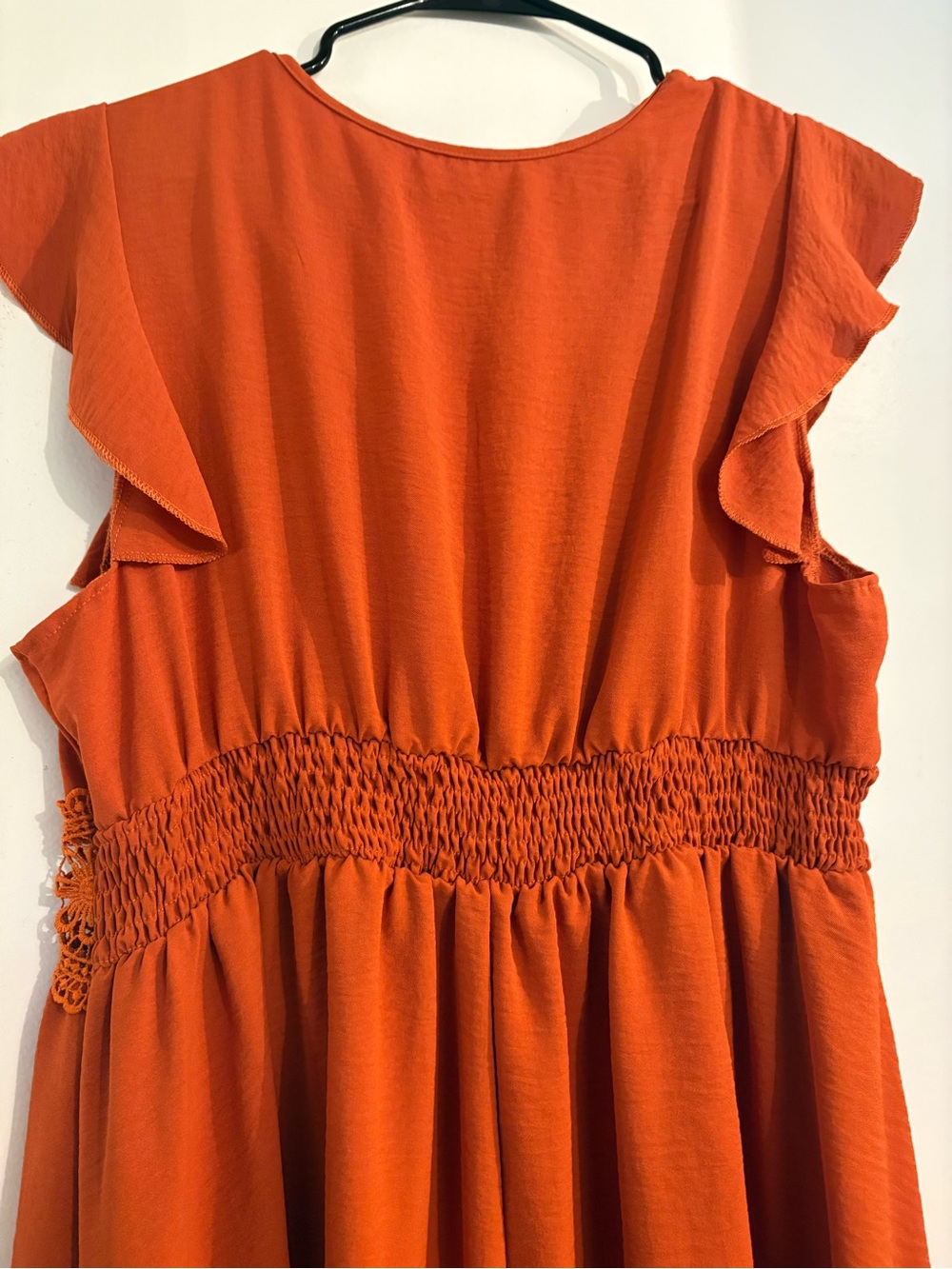 Women's Rust Orange Lace-Trim Midi Dress - Picture 4 of 5